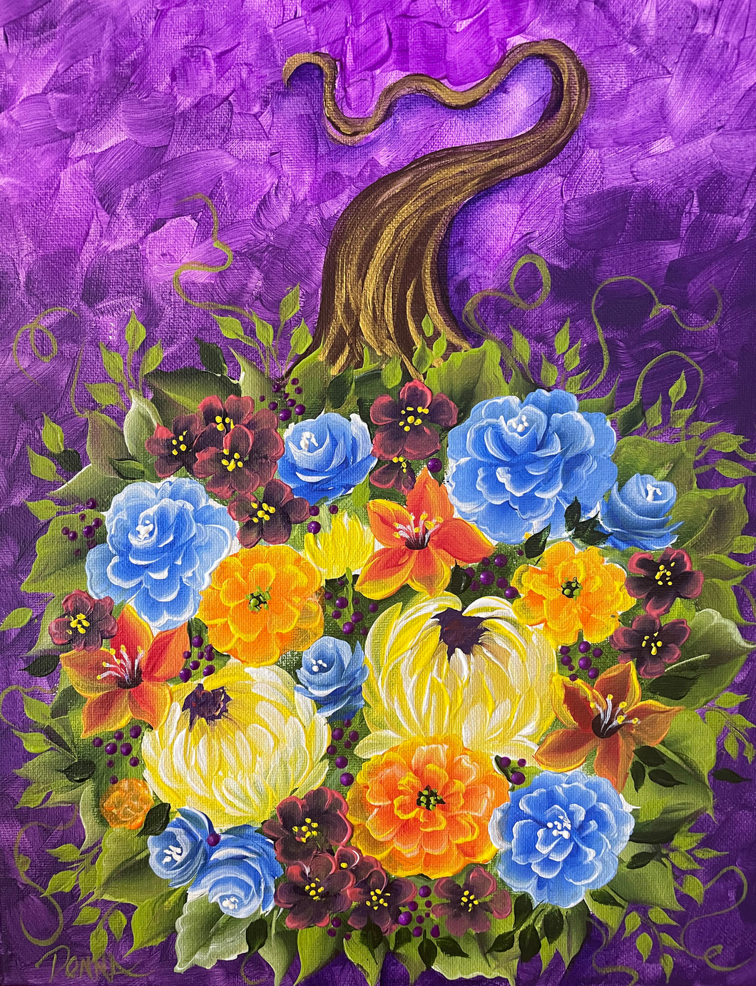 Purple Floral Pumpkin Downloadable Video Lesson
