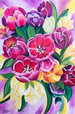 Oversize Watercolor Effect Tulips Downloadable Video Lesson