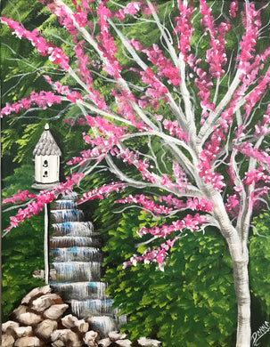 Waterfall with Redbud Tree Downloadable Video Lesson