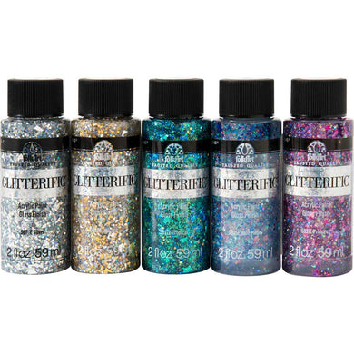 PromoFAGL01 FolkArt Glitterific Glam Basics 5pc 2 oz Paint Set