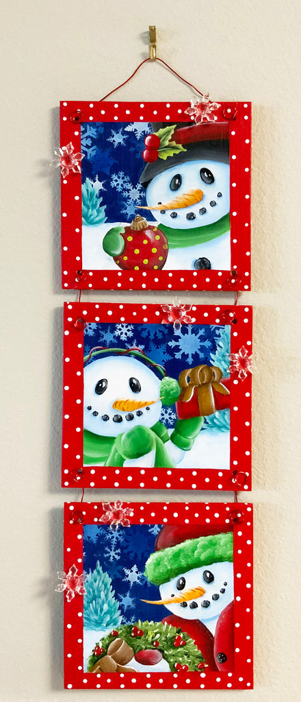 Snowman Trio Wood Squares Set