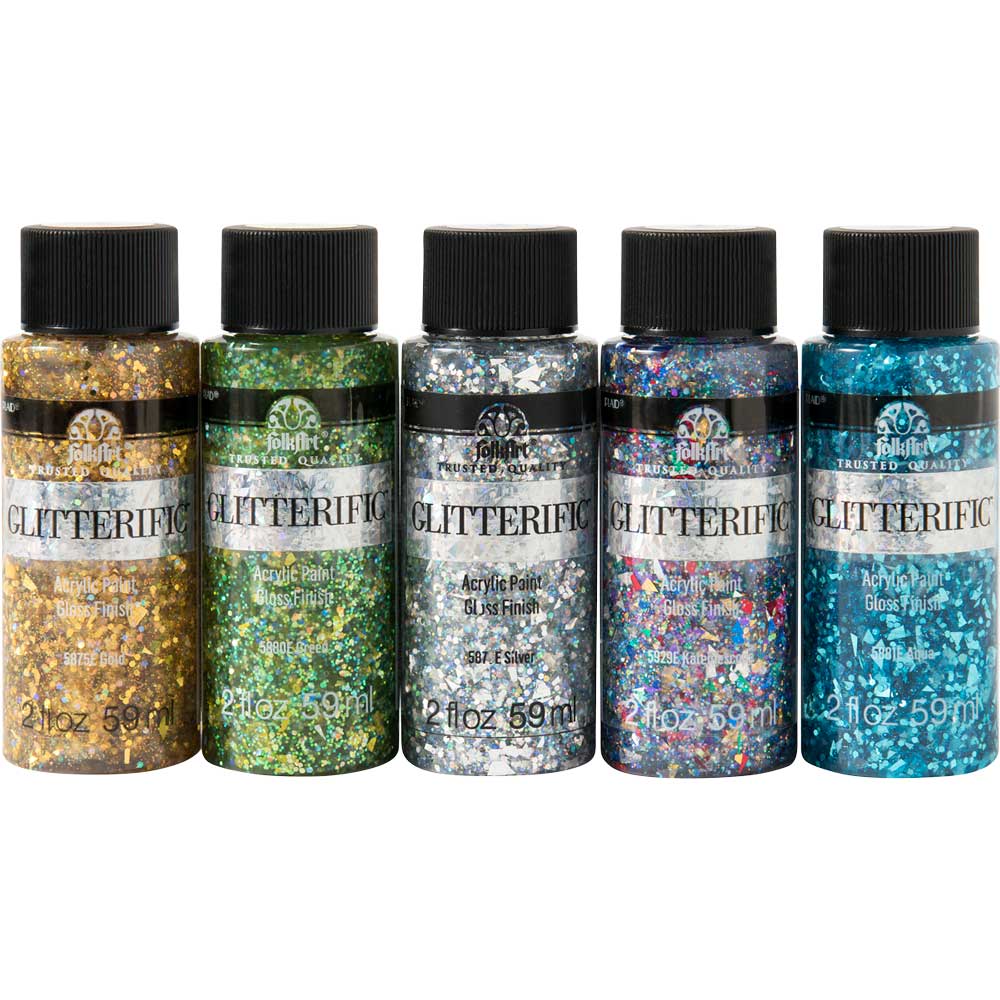 PromoFAGL02 FolkArt Glitterific Enchanted Unicorn 5pc 2 oz Paint Set