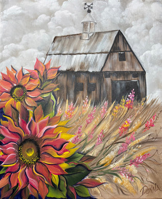 Barn with Pink Sunflowers Downloadable Video Lesson