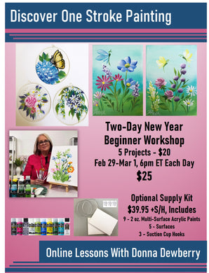 Online Zoom Discover One Stroke Painting Workshop - New Year Beginner