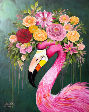 Flamingo with Floral Crown Downloadable Video Lesson