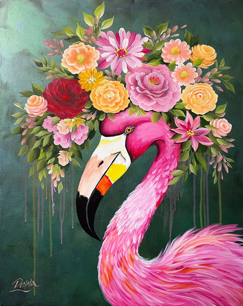 Flamingo with Floral Crown Downloadable Video Lesson – Dewberry U