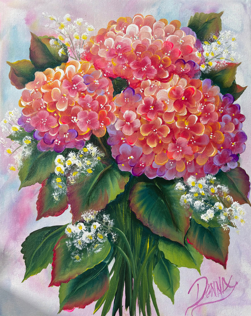 Pink & Peach Hydrangeas Downloadable Video Lesson - Dewberry U