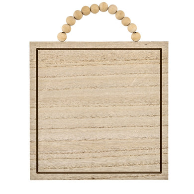48167 Plaque -  Square Wood With Beaded Handle