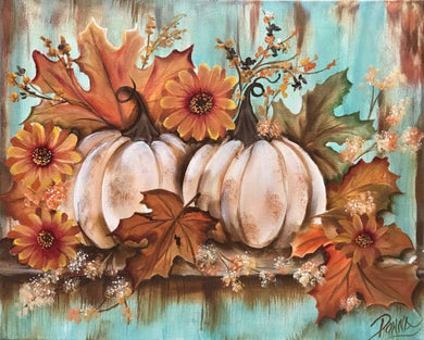 White Pumpkins on Teal Background Downloadable Video Lesson
