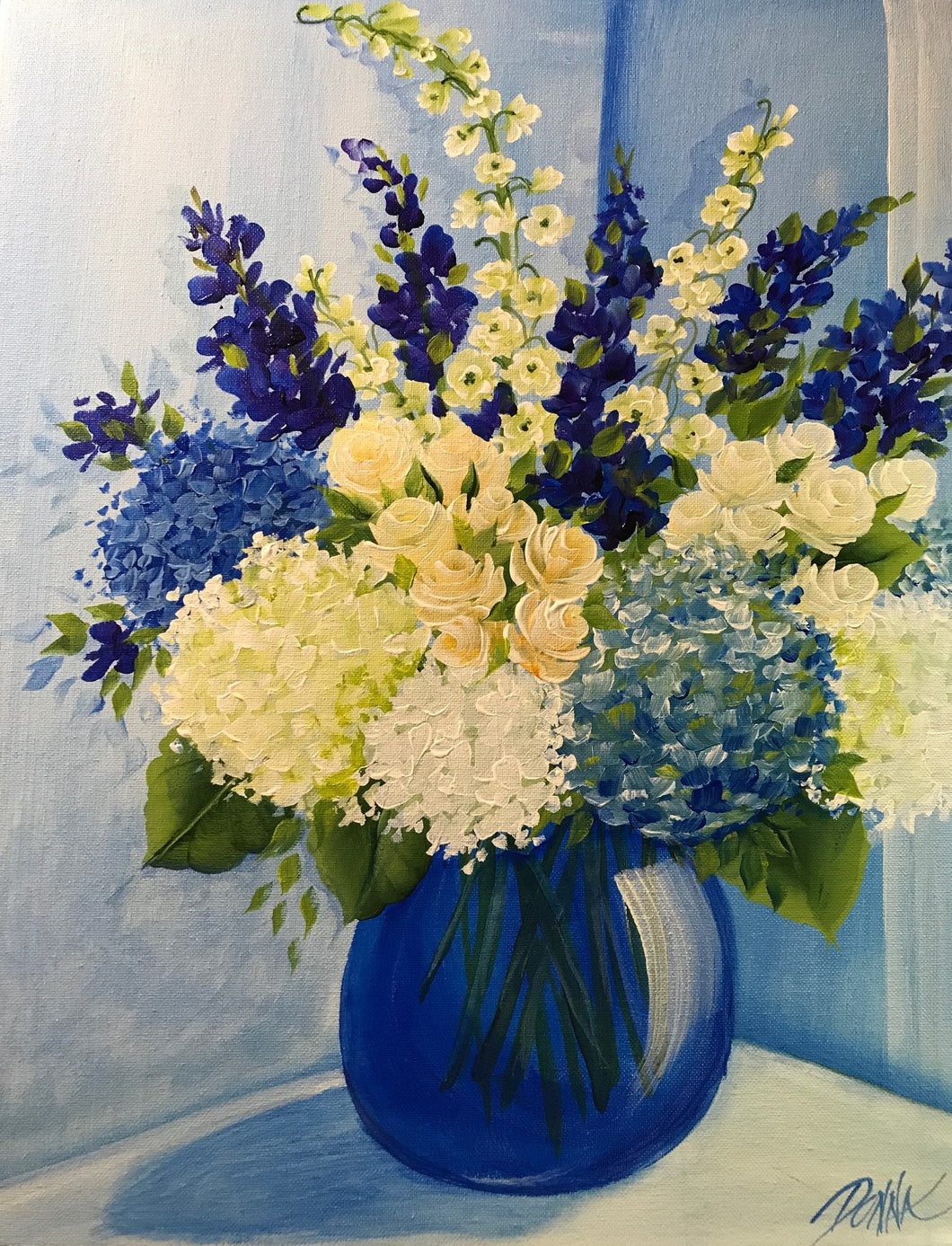 Blue Delphiniums and Hydrangeas Bouquet Downloadable Video Lesson