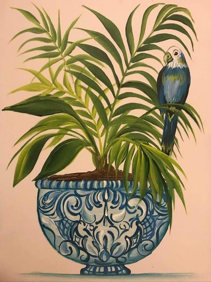 Palm in a Blue and White Pot Downloadable Video Lesson