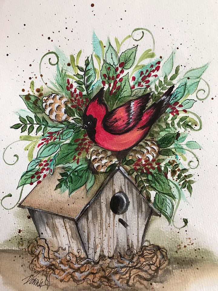 Holiday Cardinal Birdhouse Downloadable Video Lesson