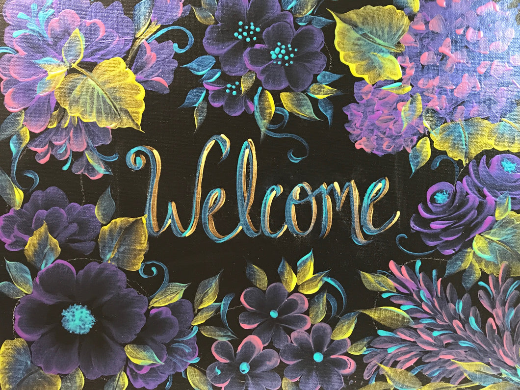 Color Shift Floral Welcome Sign Downloadable Video Lesson