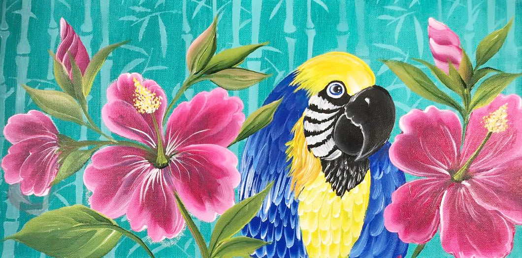 Colorful Parrot and Hibiscus Downloadable Video Lesson