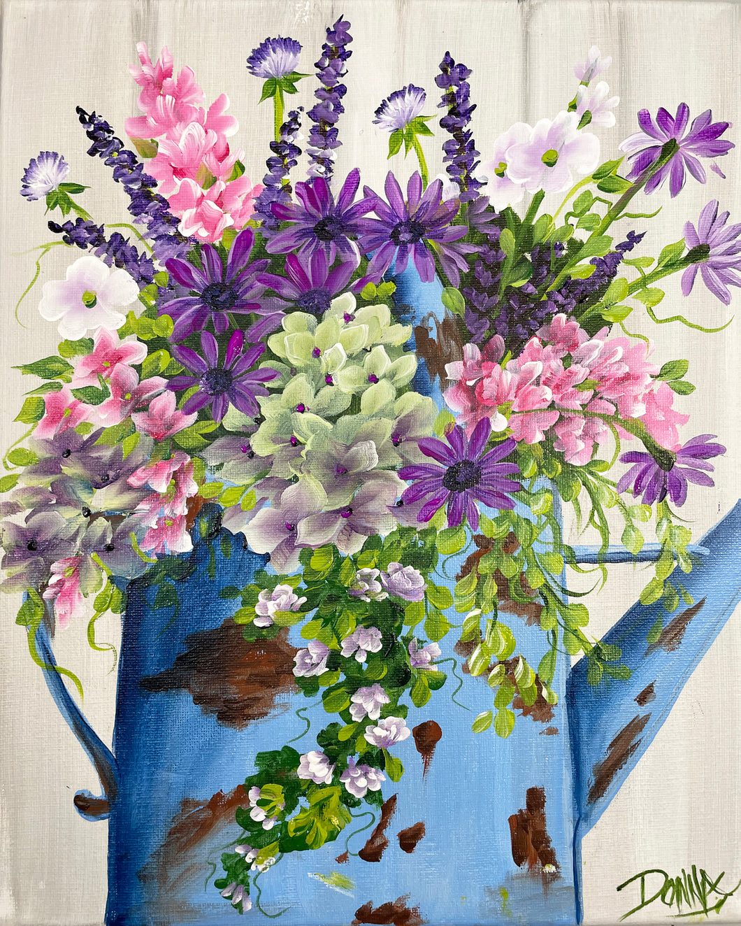 Blue Watering Can with Flowers Downloadable Video Lesson