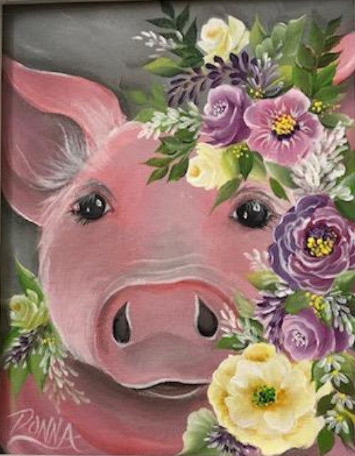 Vintage Floral Animal - Pig Downloadable Video Lesson