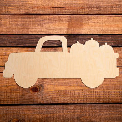 Large Truck w/ Pumpkins Wood Cutout
