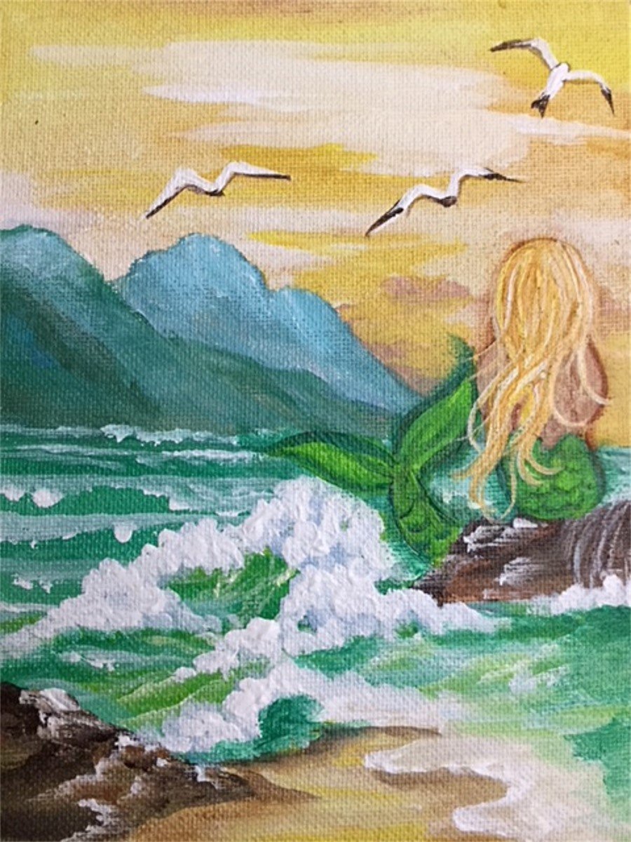 Mini Canvas - Mermaid Ashore Downloadable Video Lesson