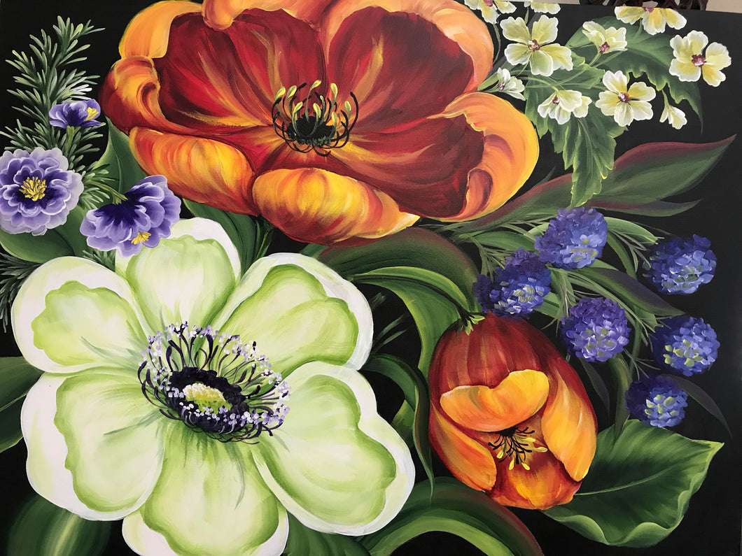 Oversize Canvas Downloadable Video Lesson -  Floral