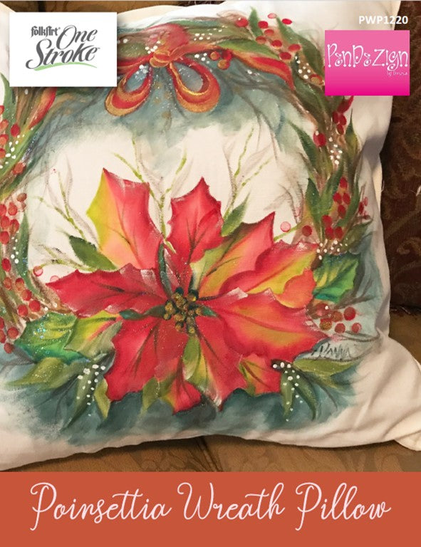 Poinsettia Wreath Pillow PenDezign