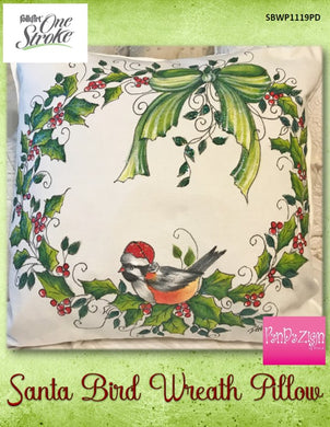 PenDezign Santa Bird Wreath Pillow